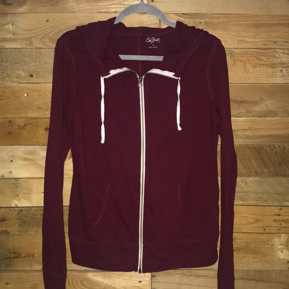 Maroon Full-Length Zip-Up Jacket